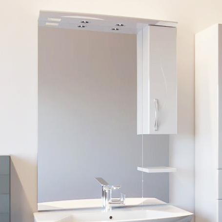 Зеркало со шкафчиком ГРЕТА 80/1 правое белый высокое АСБ-Мебель 50160                              